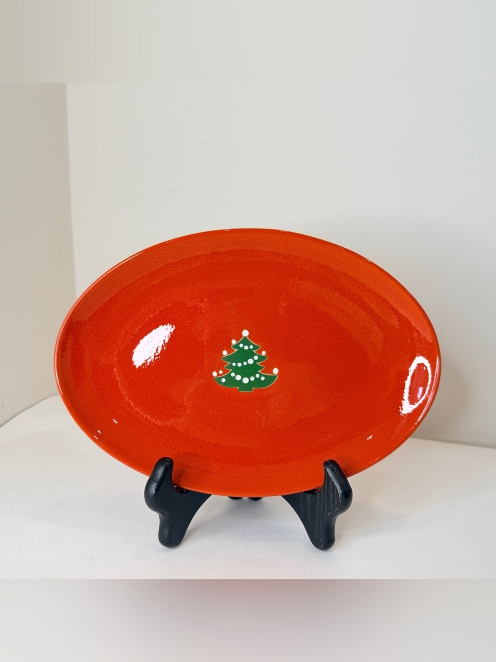 Waechtersbach Germany Red Christmas Tree Oval Platter 10.5” Holiday Vintage NWT